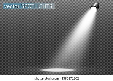 White scene on with spotlights. Vector illustration.