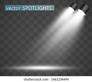 White scene on with spotlights. Vector illustration.