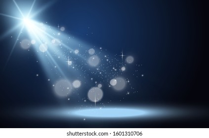 White scene on with spotlights. Vector illustration.