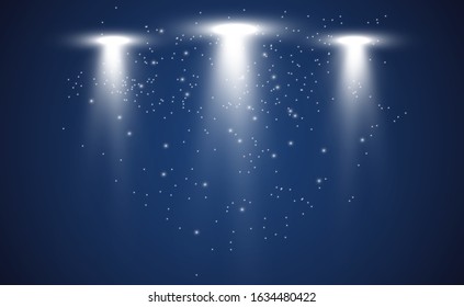 White scene on with spotlights. Vector illustration.Measure of action.