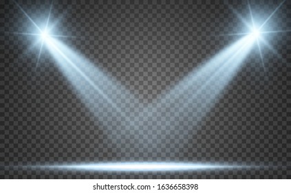 White scene on with spotlights. Vector illustration.Measure of action.