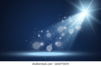 Escena blanca con focos. Ilustración vectorial.