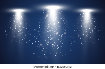 White scene on with spotlights. Vector illustration.