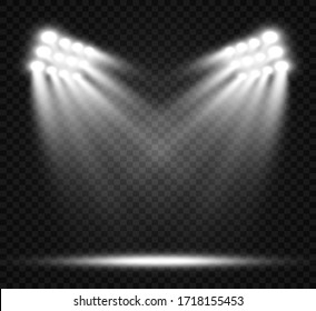 White scene on with spotlights. Vector illustration.