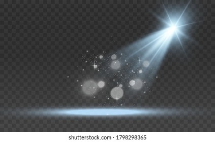 White scene on with spotlights. Vector illustration.