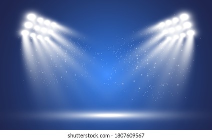 White scene on with spotlights. Vector illustration.