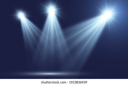 White scene on with spotlights. Vector illustration.	