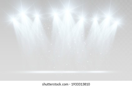 White scene on with spotlights. Vector illustration.	