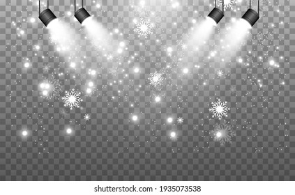 White scene on with spotlights. Vector illustration.	