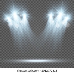 White scene on with spotlights. Vector illustration.	