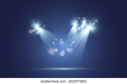 White scene on with spotlights. Vector illustration.	