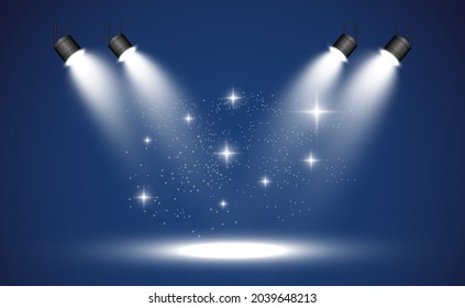 White scene on with spotlights. Vector illustration.	