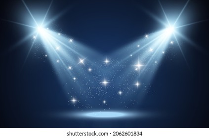 White scene on with spotlights. Vector illustration.	