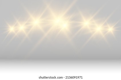 White scene on with spotlights. Vector illustration.