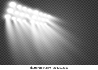 White scene on with spotlights. Vector illustration.