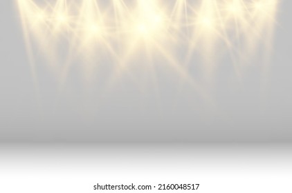 White scene on with spotlights. Vector illustration.	