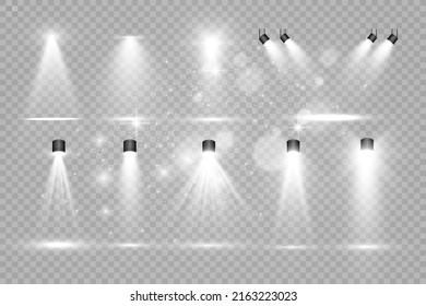 White scene on with spotlights. Vector illustration.	