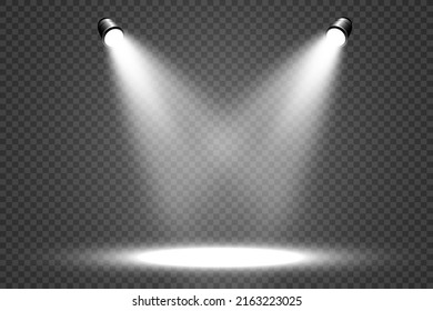 White scene on with spotlights. Vector illustration.	