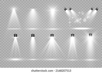 White scene on with spotlights. Vector illustration.
