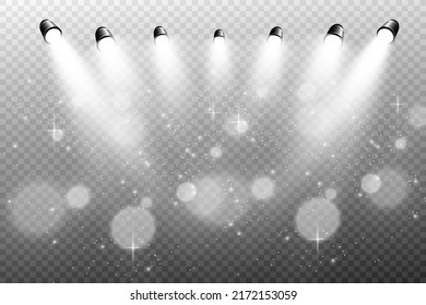 White scene on with spotlights. Vector illustration.	