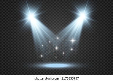 White scene on with spotlights. Vector illustration.	
