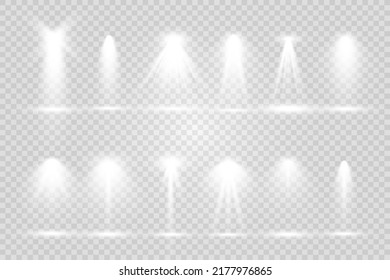 White scene on with spotlights. Vector illustration.	