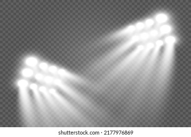 White scene on with spotlights. Vector illustration.	