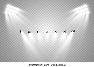 White scene on with spotlights. Vector illustration.
