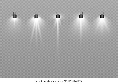 White scene on with spotlights. Vector illustration.
