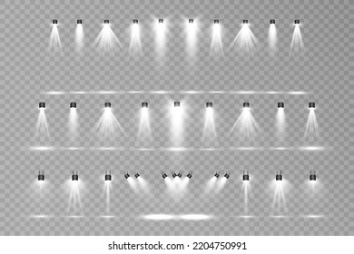 	
White scene on with spotlights. Vector illustration.	
