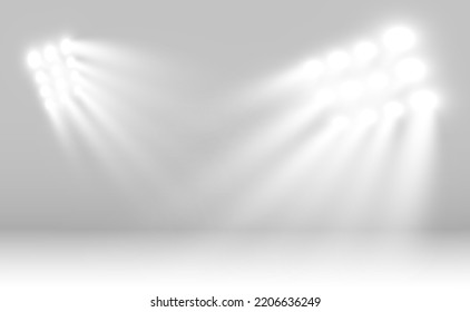 White scene on with spotlights. Vector illustration.	