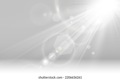 White scene on with spotlights. Vector illustration.	