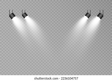 White scene on with spotlights. Vector illustration.	
