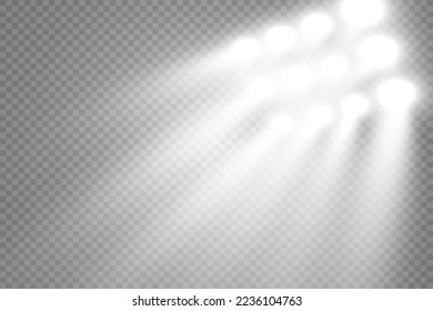 Escena blanca encendida con focos. Ilustración vectorial.	
