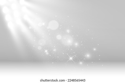 White scene on with spotlights. Vector illustration.	