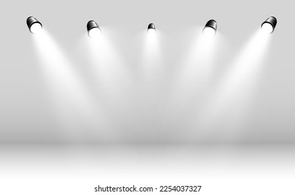 White scene on with spotlights. Vector illustration.	