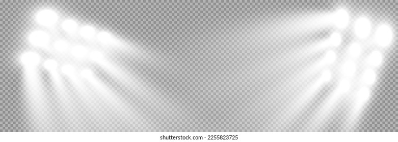 White scene on with spotlights. Vector illustration.