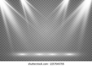 White scene on with spotlights. Vector illustration.