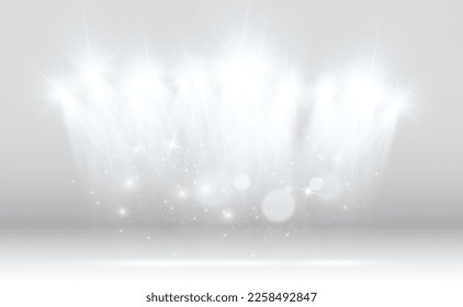 White scene on with spotlights. Vector illustration.	