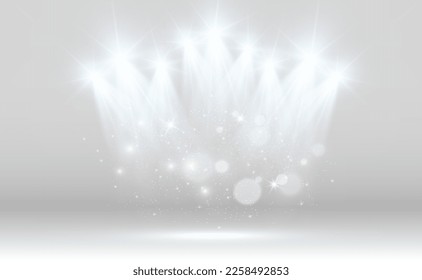 White scene on with spotlights. Vector illustration.	