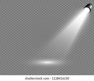 
White scene on a transparent background with spotlights. Vector illustration.Measure of action