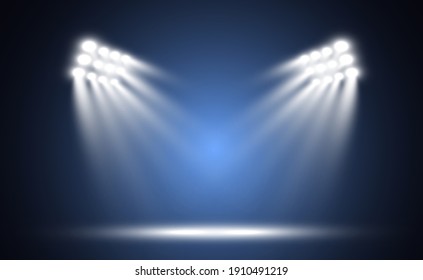 White scene with spotlights. Vector illustration.	