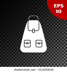 White School backpack icon isolated on transparent dark background.  Vector Illustration