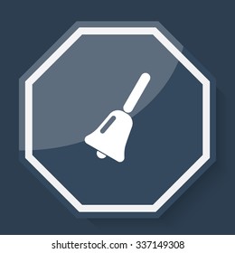 White School Bell icon on plum blue web app button
