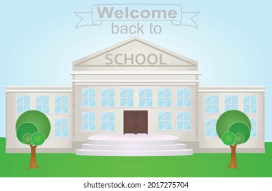 Edificio de la escuela blanca. ilustración vectorial
