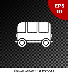 White School Bus icon isolated on transparent dark background.  Vector Illustration