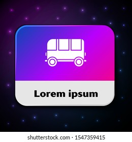 White School Bus icon isolated on black background. Rectangle color button. Vector Illustration