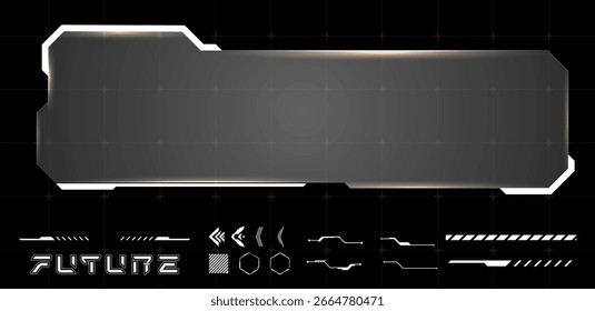 Elementos de vetor editáveis da caixa de texto futurista e inferior da fibra branca