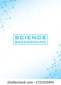 white science background with lines structures vector illustration design