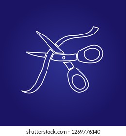 white scissors cut strip